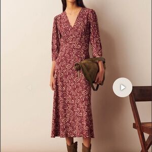ba&sh LOA boho Burgundy Long Sleeve Dress